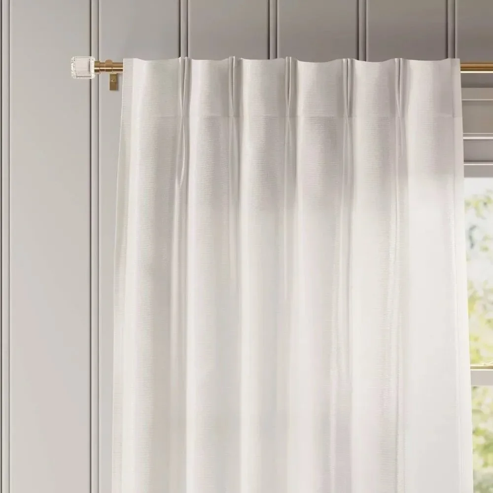 Threshold Light Filtering Pebbled Satin Ivory Curtain Panel 34